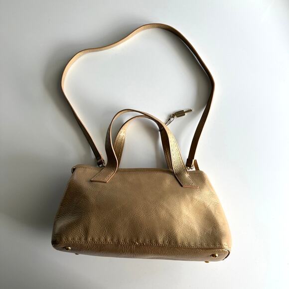 Fossil Sedona Gold Metallic Top Handle Shoulder Strap‎ Zip Satchel Purse Handbag - Picture 1 of 9